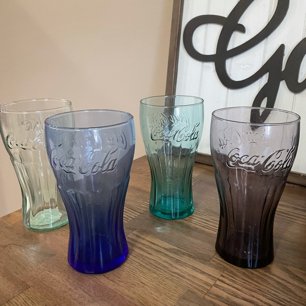 Coca Cola Vintage Fountain Glasses- Set of 4 in Vivid Colors